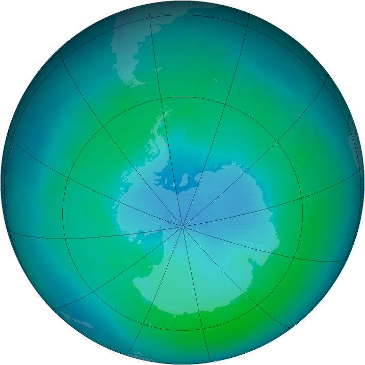 Antarctic ozone map for February 1999
